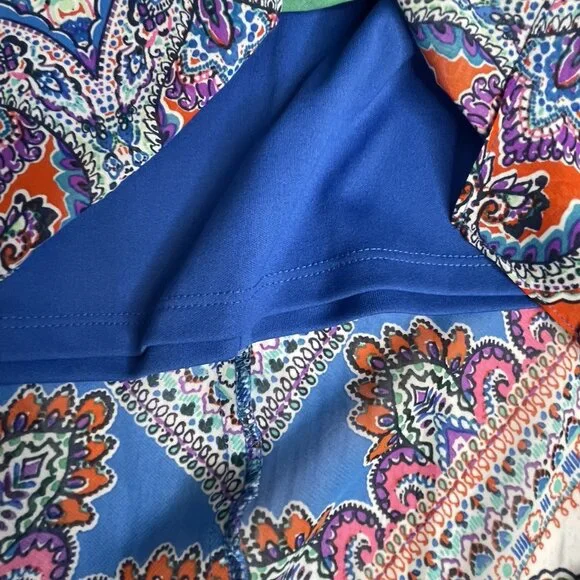 MSK Handkerchief Dress Size 16 Halter Top Paisley Green Blue BOHO Hippie Gypsy - Picture 10 of 16